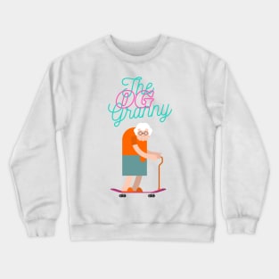 The Original Gangster Granny on a Skateboard Design Crewneck Sweatshirt